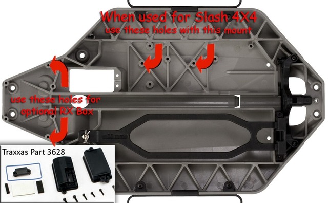 Tekin RX8 ESC mount in 4x4 Slash with optional RX box instructions